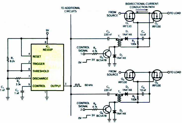 串联MOS场效应管替换继电器电路图