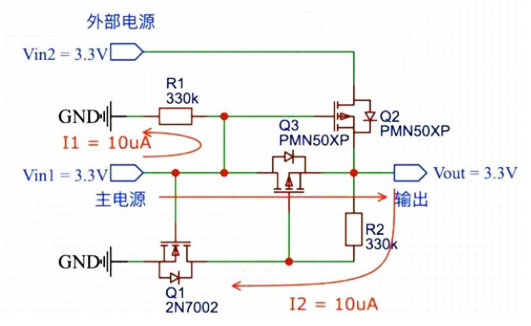 MOS场效应管自动切换电路工作原理分析