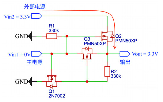 MOS场效应管自动切换电路工作原理分析